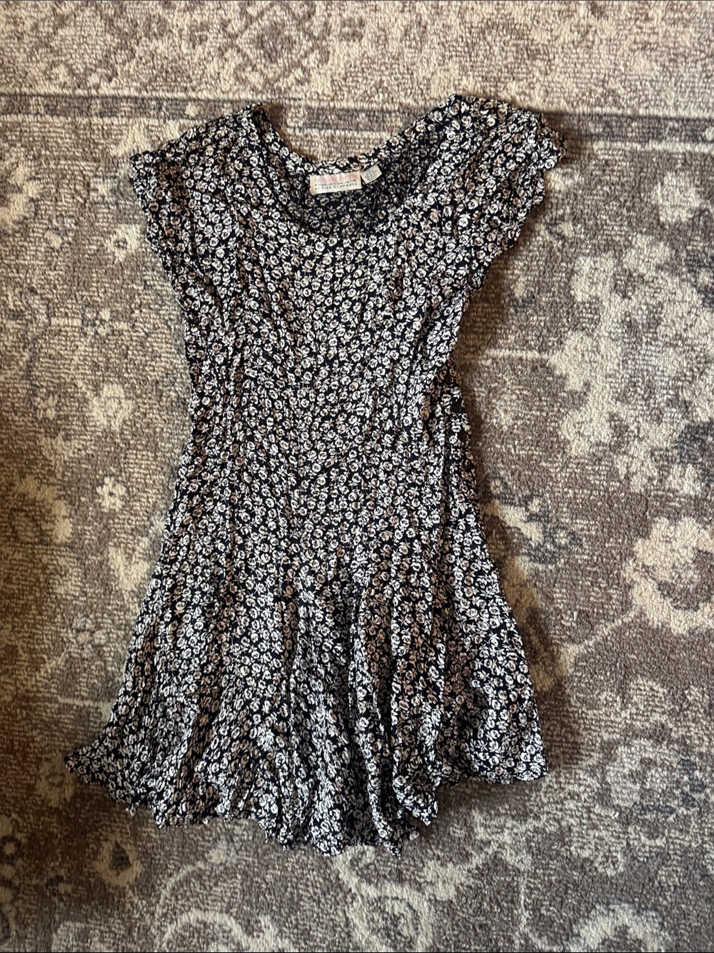 Vintage Black and White Floral Dress